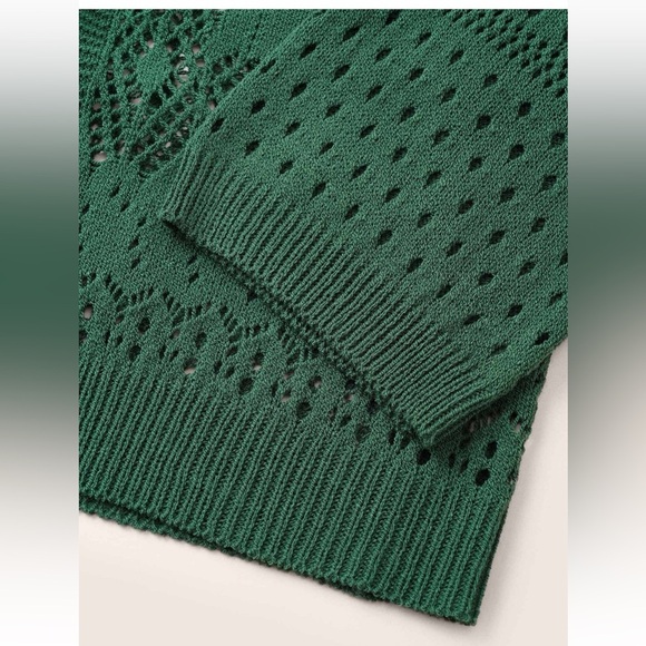 BloomChic Plus Size  3XL Solid Drawstring Pocket Hollow Out Cardigan - Picture 6 of 8